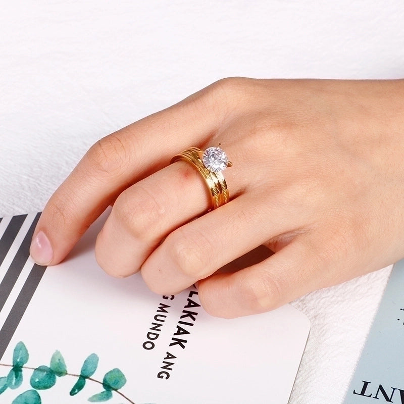 Geometric Titanium Steel 18K Gold Plated Plating