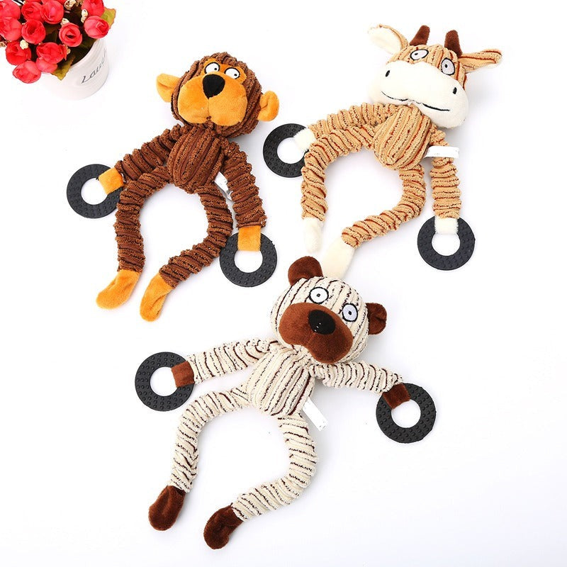 Monkey Shaped Corduroy Chew Toy For Dogs
