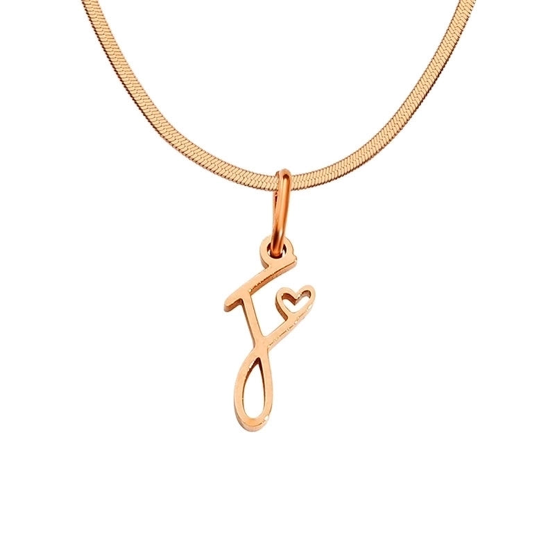 Stainless Steel Titanium Steel 14K Gold Plated Minimalist Plating Letter Heart Shape Pendant Necklace
