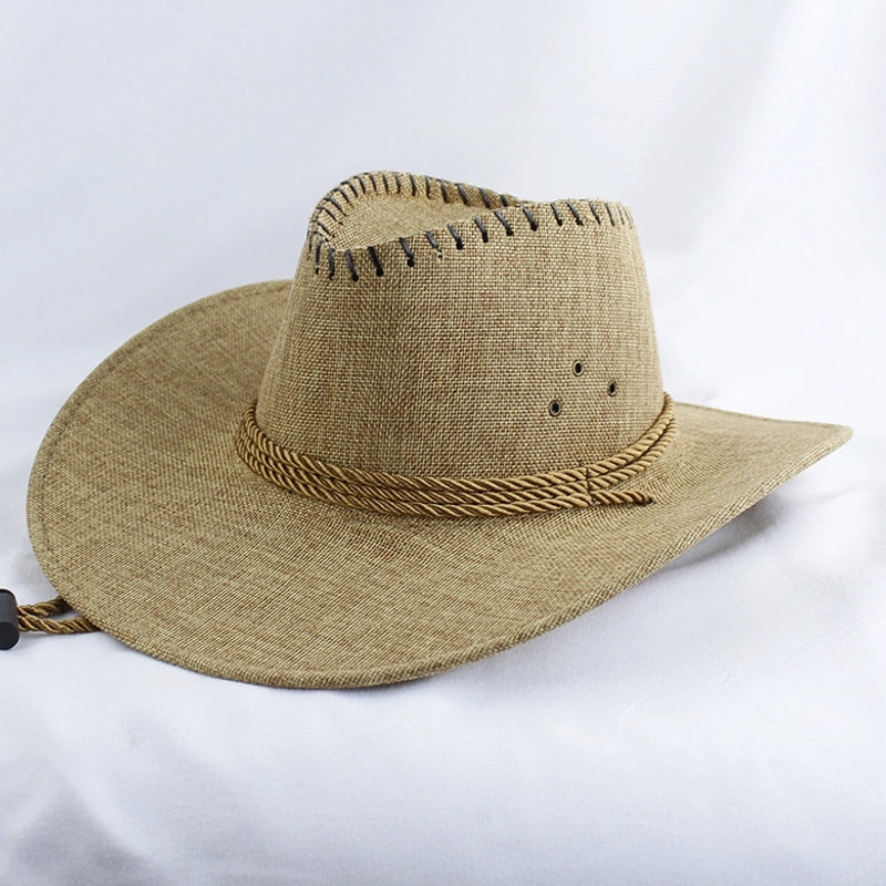 American Western Cowboy Hat Spring And Autumn Leather Men's Mountain Climbing Spanish Women's Sun Big Edge Sun Hat Sunscreen Travel