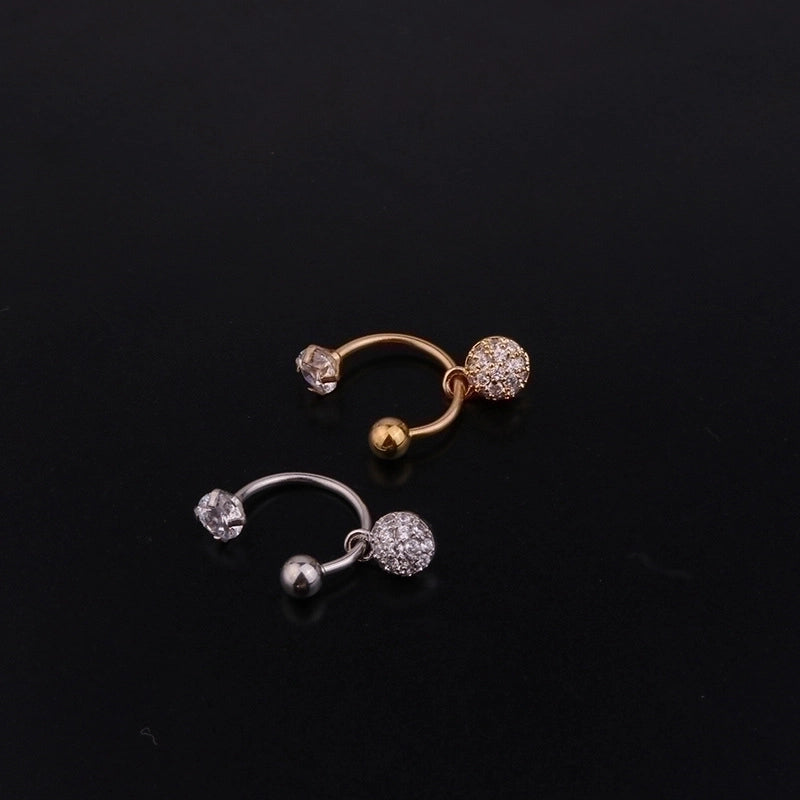 Ear Cartilage Rings & Studs Geometric 316L Stainless Steel  Copper Inlaid Zircon