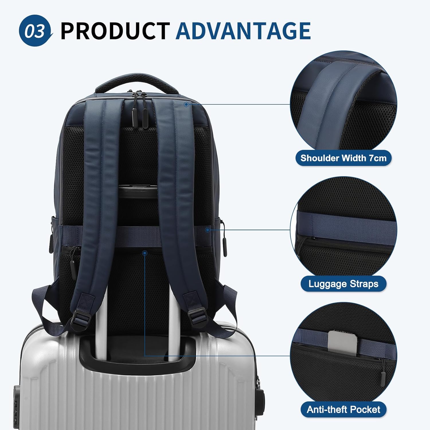 Waterproof Laptop Backpack for Men & Women, Flight Approved Anti-Theft Daypack with 15.6-inch Laptop Sleeve (Black)
