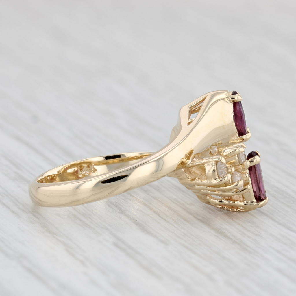 0.76ctw Marquise Ruby Diamond Bypass Ring 14k Yellow Gold Size 6.5