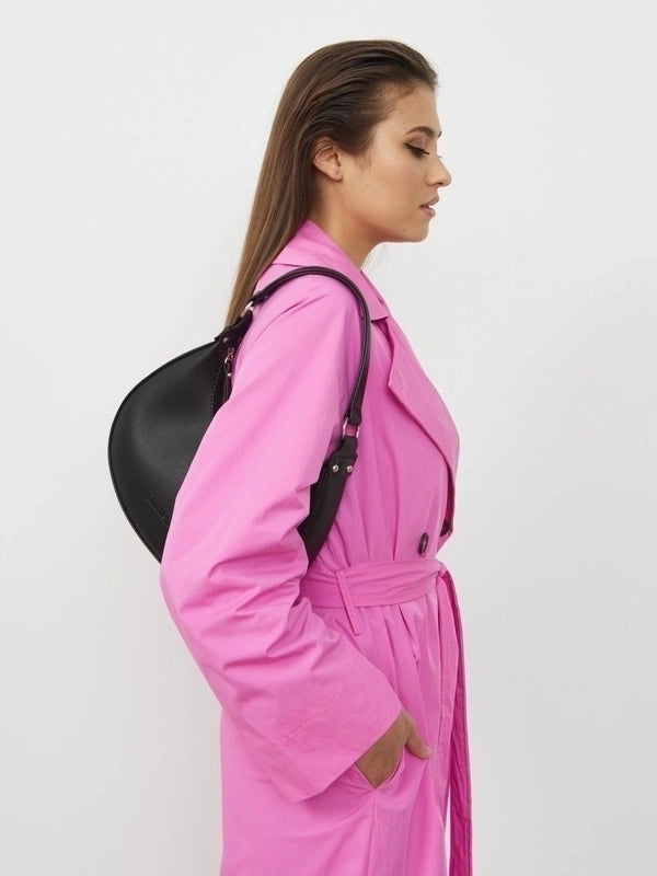 Women's Small Pu Leather Solid Color Classic Style Zipper Saddle Bag