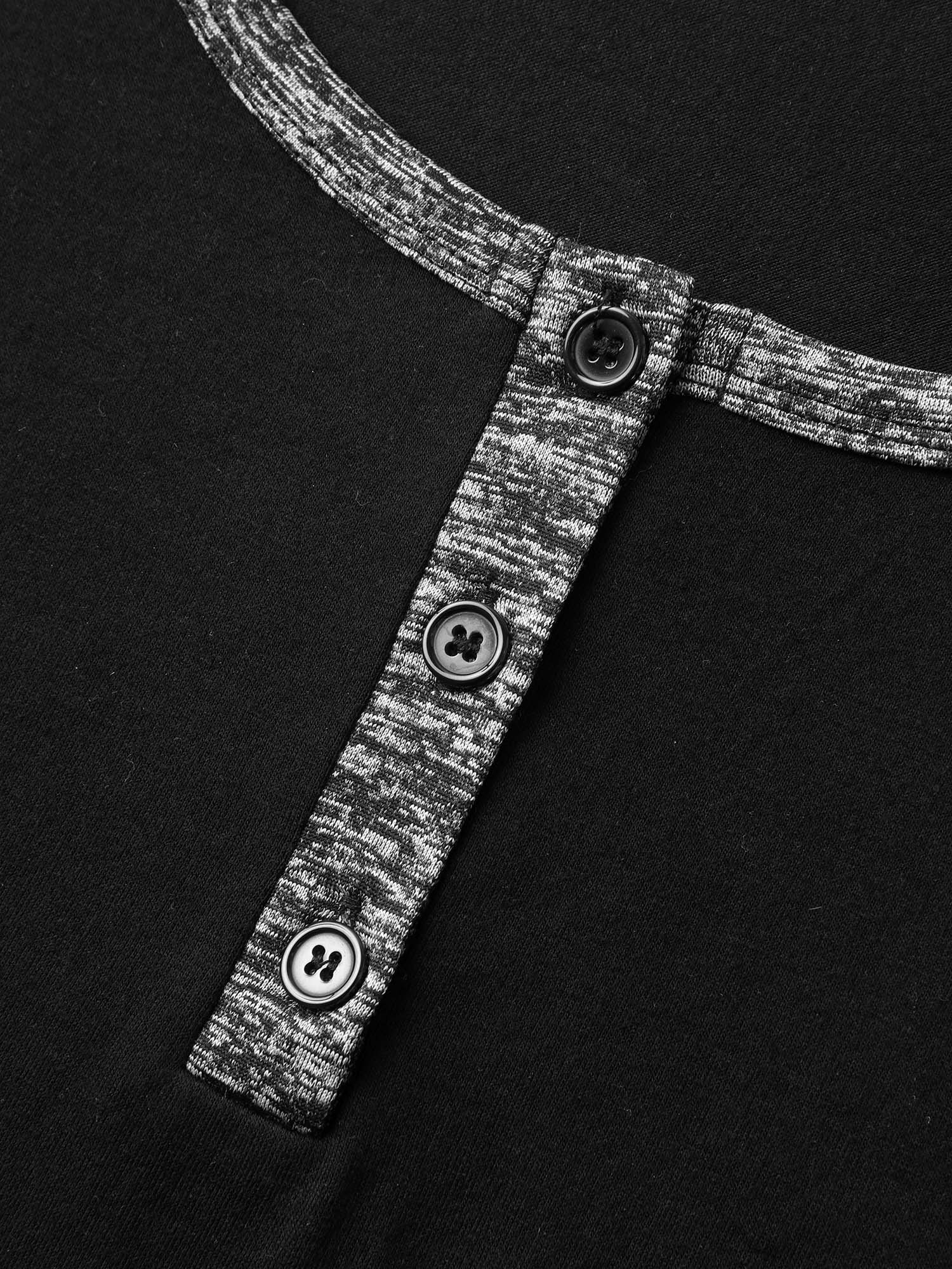 Color Contrast Button Detail T-Shirt