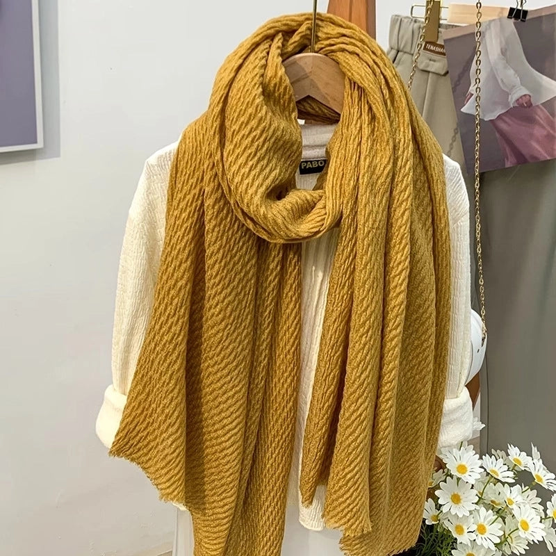 Women's Minimalist Solid Color Cotton And Linen Scarf