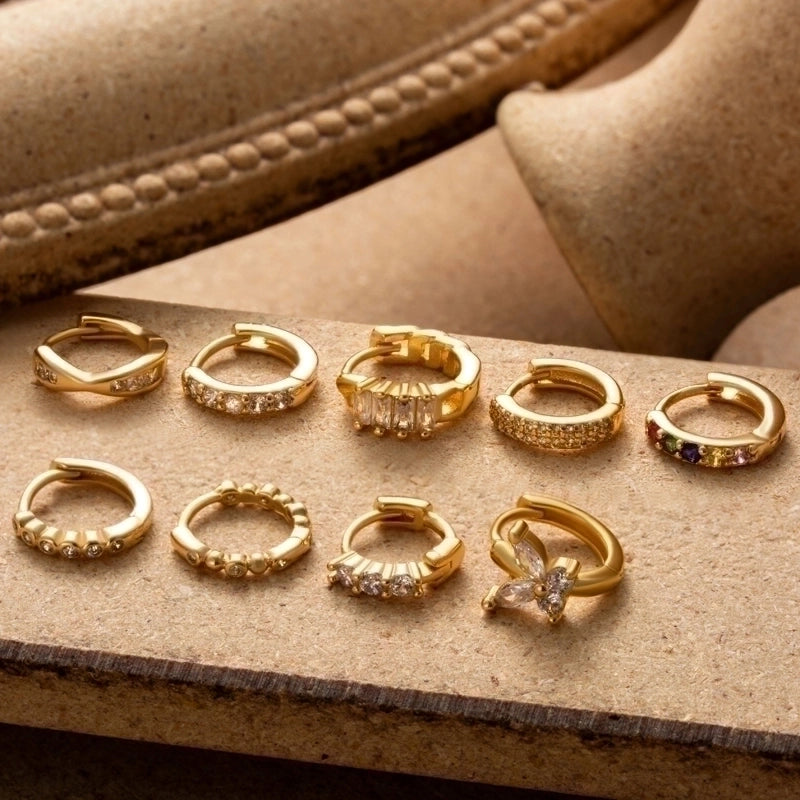 1 Piece Minimalist Classic Style Geometric Plating Inlay Copper Zircon 18k Gold Plated Ear Studs
