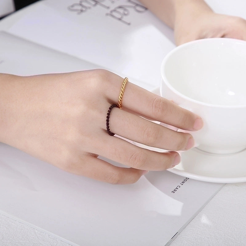 Minimalist Commute Solid Color Stainless Steel 18K Gold Plated Plating Rings