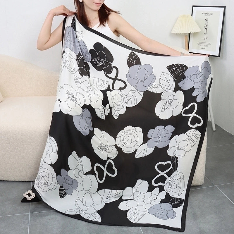 Women's Vintage Style Letter Color Block Polyester Silk Scarves