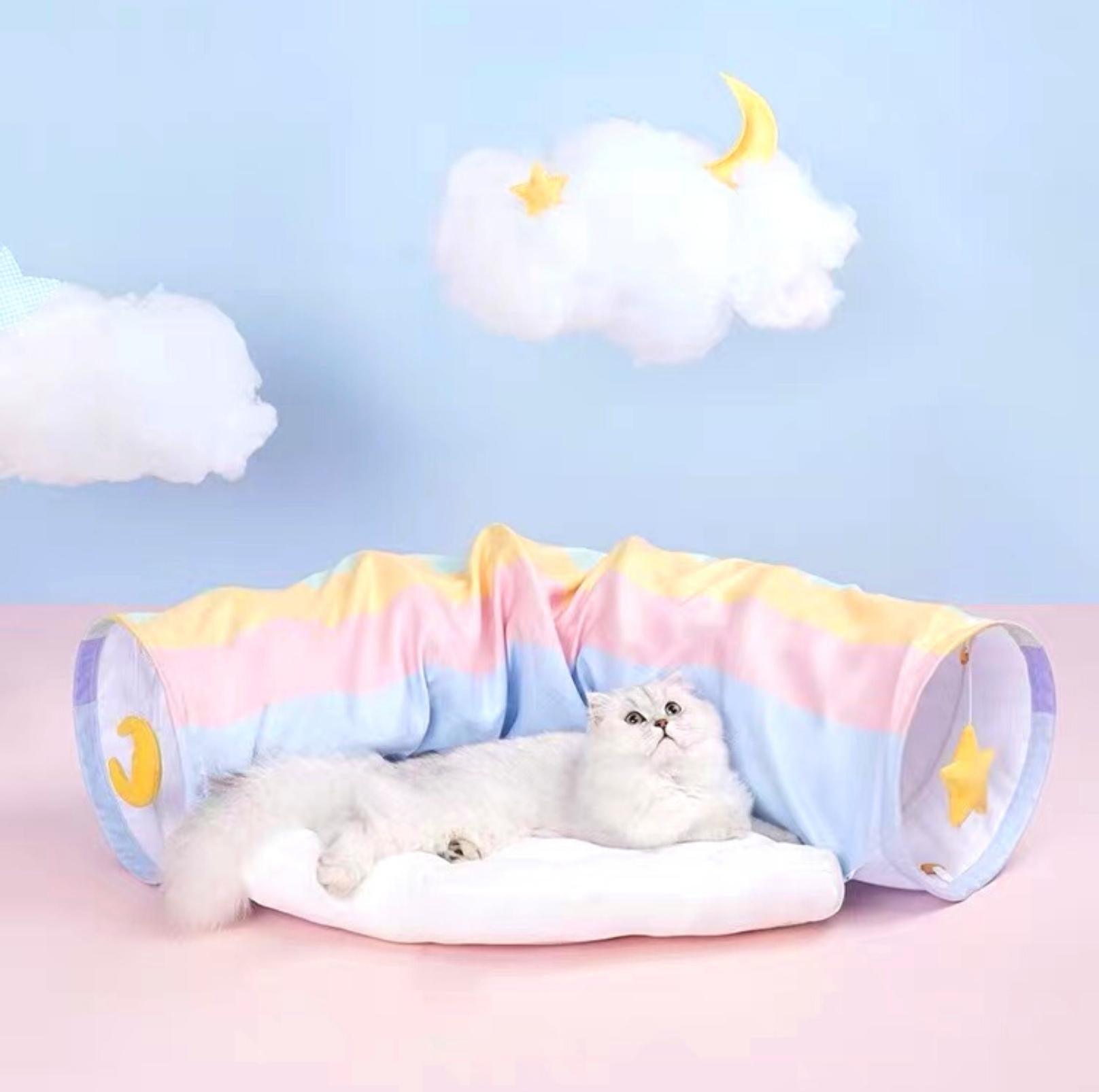 Rainbow Tunnel Toys and Removable Cat Bed