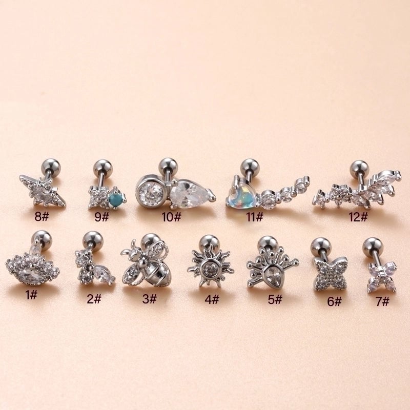 1 Piece Ear Cartilage Rings & Studs IG Style French Style  Water Droplets Flower Copper Inlay Zircon