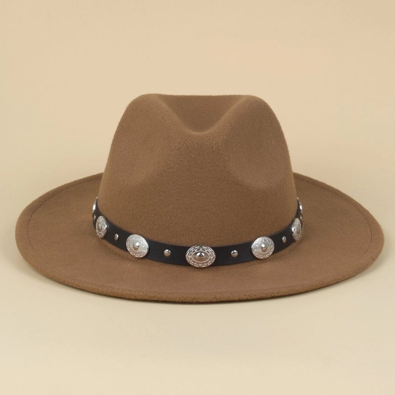 Silver Buckle Jazz Hat Punk Western Cowboy Hat Star Pattern Hat Five-pointed Star Small Hat Spot