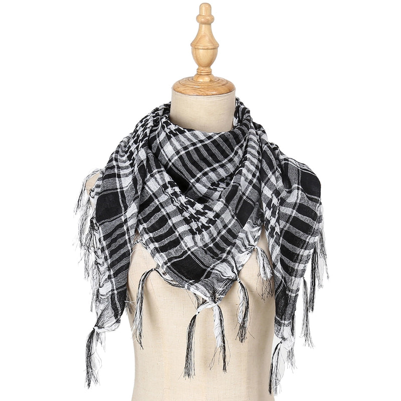 Unisex Classic Style Lattice Polyester Scarf Kerchief