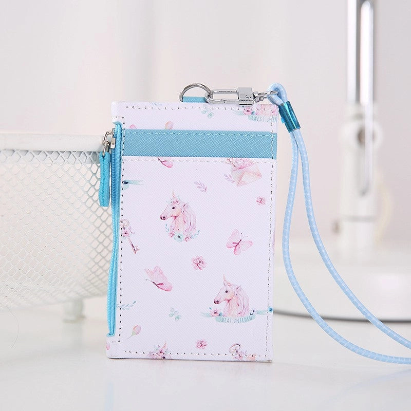 Unisex Flower Pu Leather Zipper Card Holders