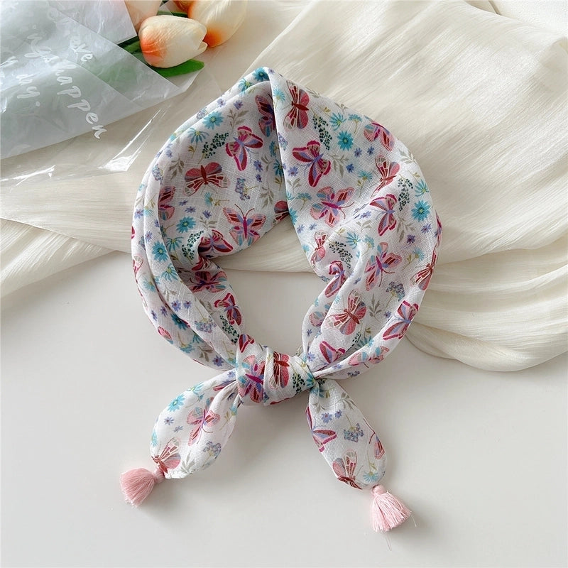 Women's Elegant Minimalist Flower Cotton And Linen Silk Scarf