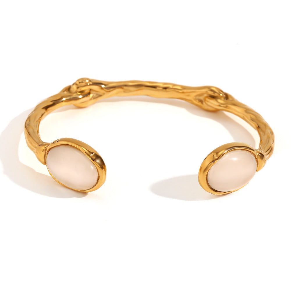 Fashion Ellipse Circle Stainless Steel 18K Gold Plated Bangles