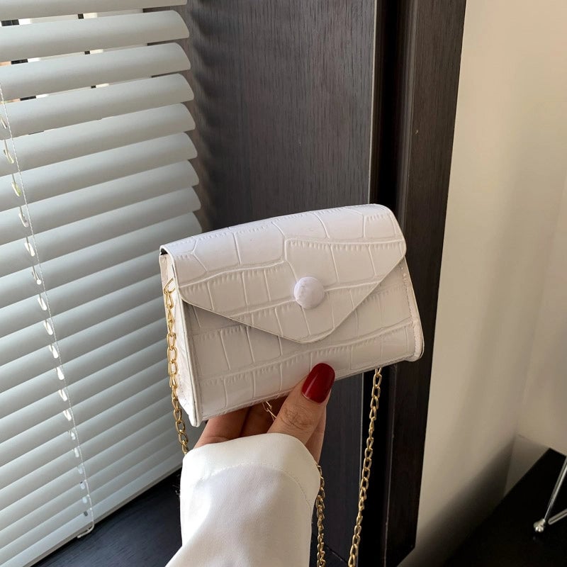 Women's Pu Leather Solid Color Classic Style Square Flip Cover Shoulder Bag Crossbody Bag