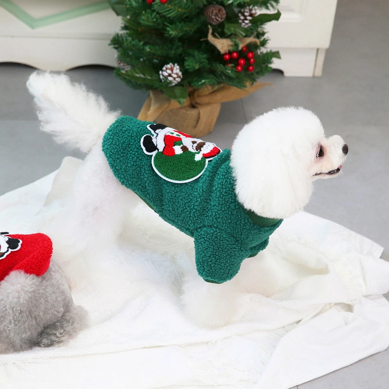 Casual Polar Fleece Christmas Christmas Tree Santa Claus Pet Clothing