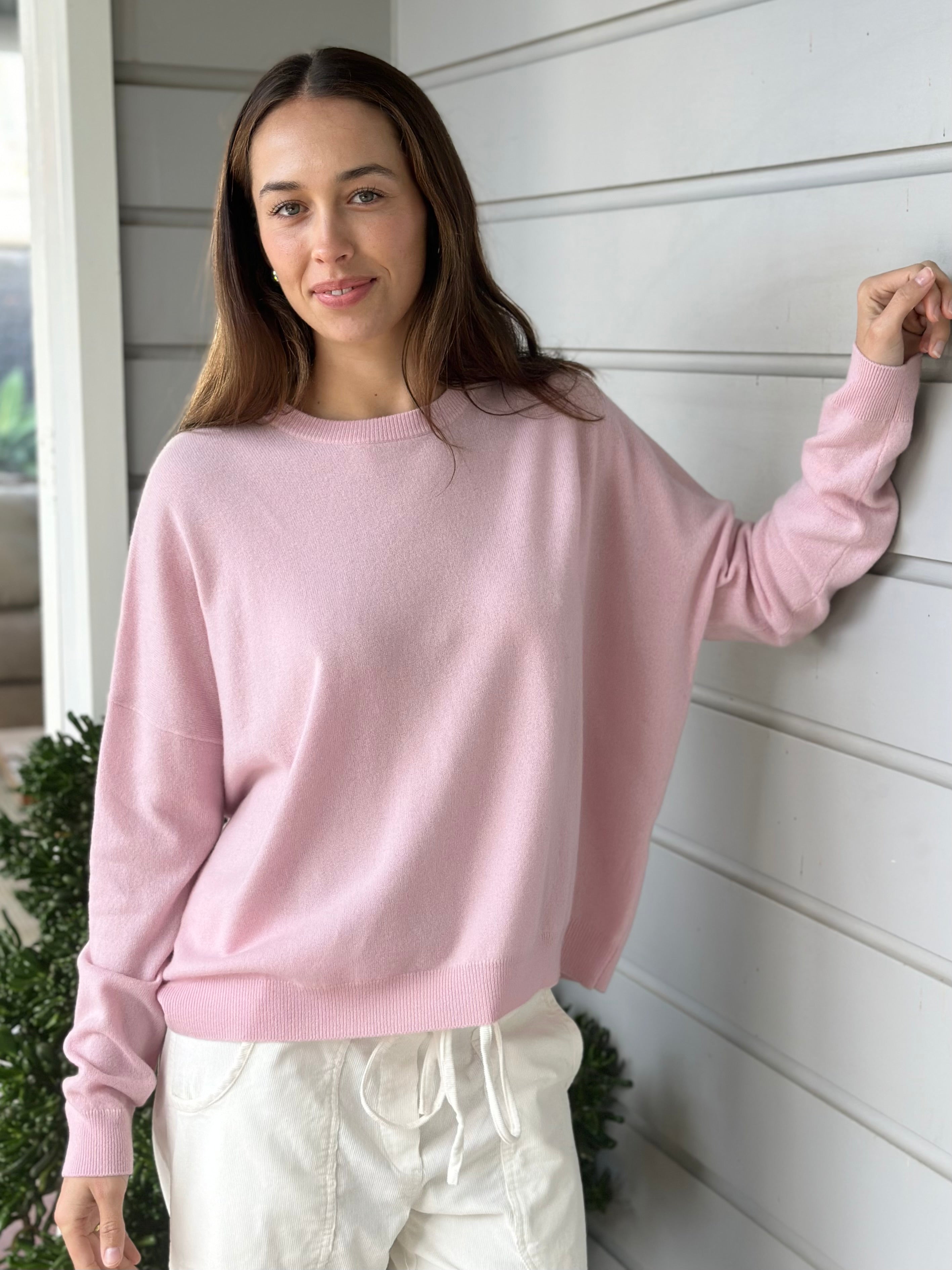 cassie crew neck -soft pink cashmere