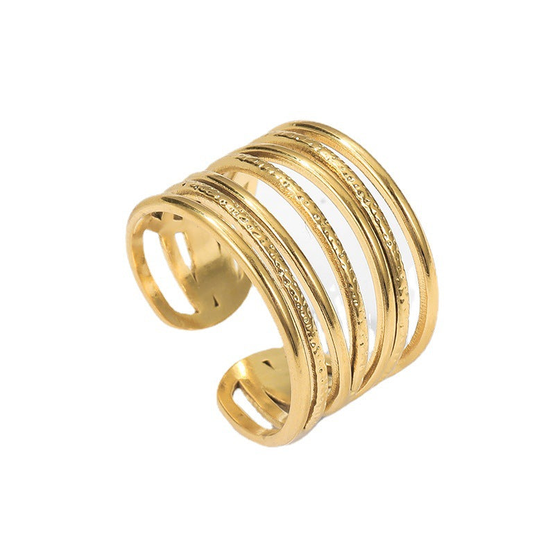 IG Style Unisex Stripe Geometric Stainless Steel Electroplating Rings