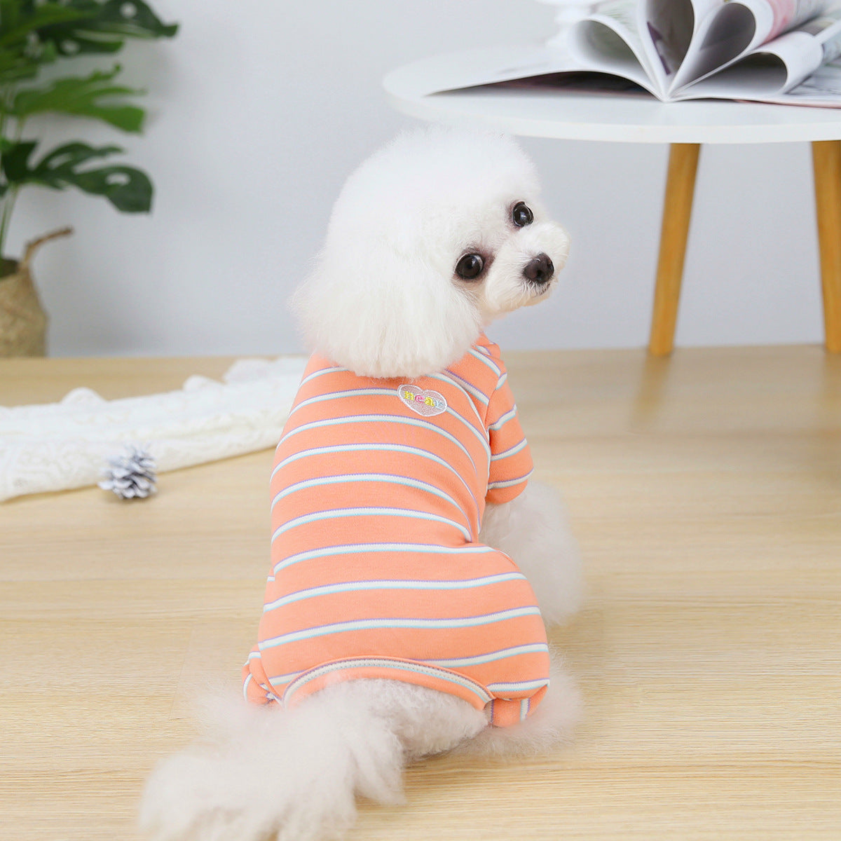 Casual Striped Heart Dog Jumpsuits Pajama