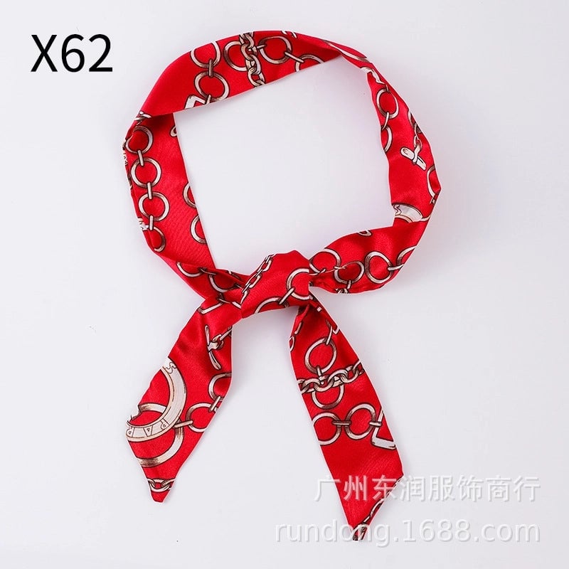 Silk Scarf Long Beveled Small Silk Scarf Double-layer Hair Belt Ribbon Decoration Tie Bag Hand Gift Box Silk Scarf