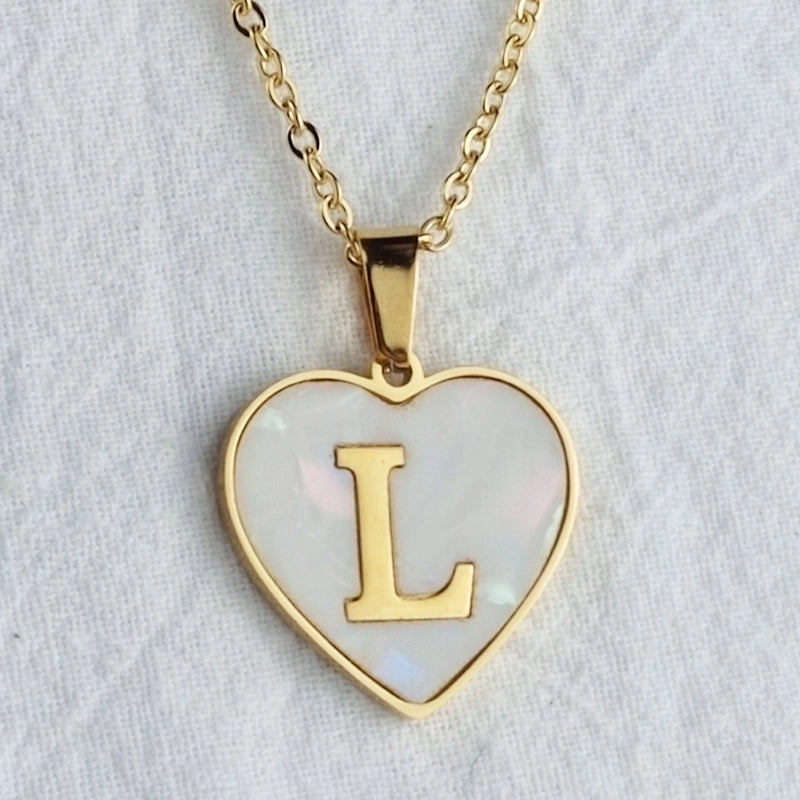 Cute Sweet Letter Titanium Steel Plating Inlay Shell Pendant Necklace
