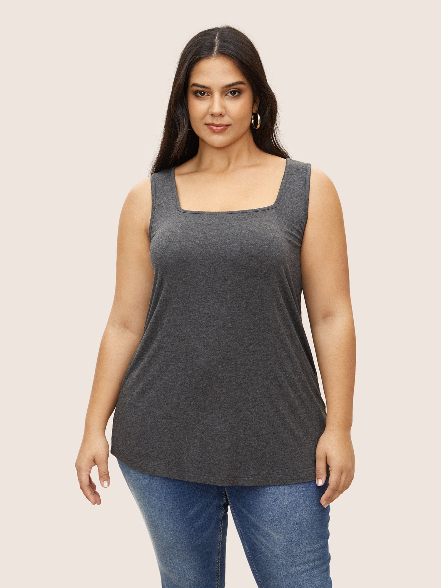 Supersoft Essentials Plain Square Neck Skinny Tank Top