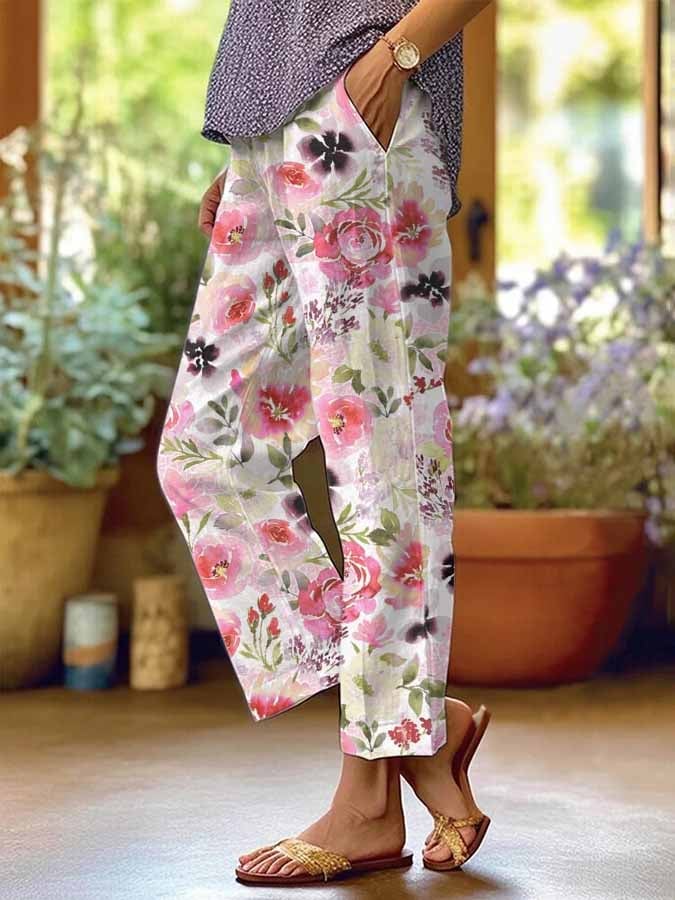 Women's Floral Print Casual Trousers