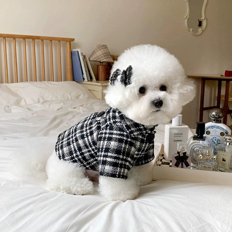 Sweet Houndstooth Printed Dog Dress/T-shirt