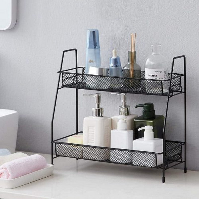 2 Tier Spice Rack Organizer Bathroom Shelf Desktop Makeup Organizer Countertop Small Storage Rack For Kitchen. Bath Room. Bedroom And Office