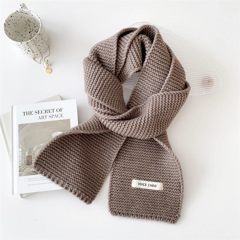 New Solid Color Scarf Women's Winter Warm  Knitted Long Thickened  Student Wool Scarf