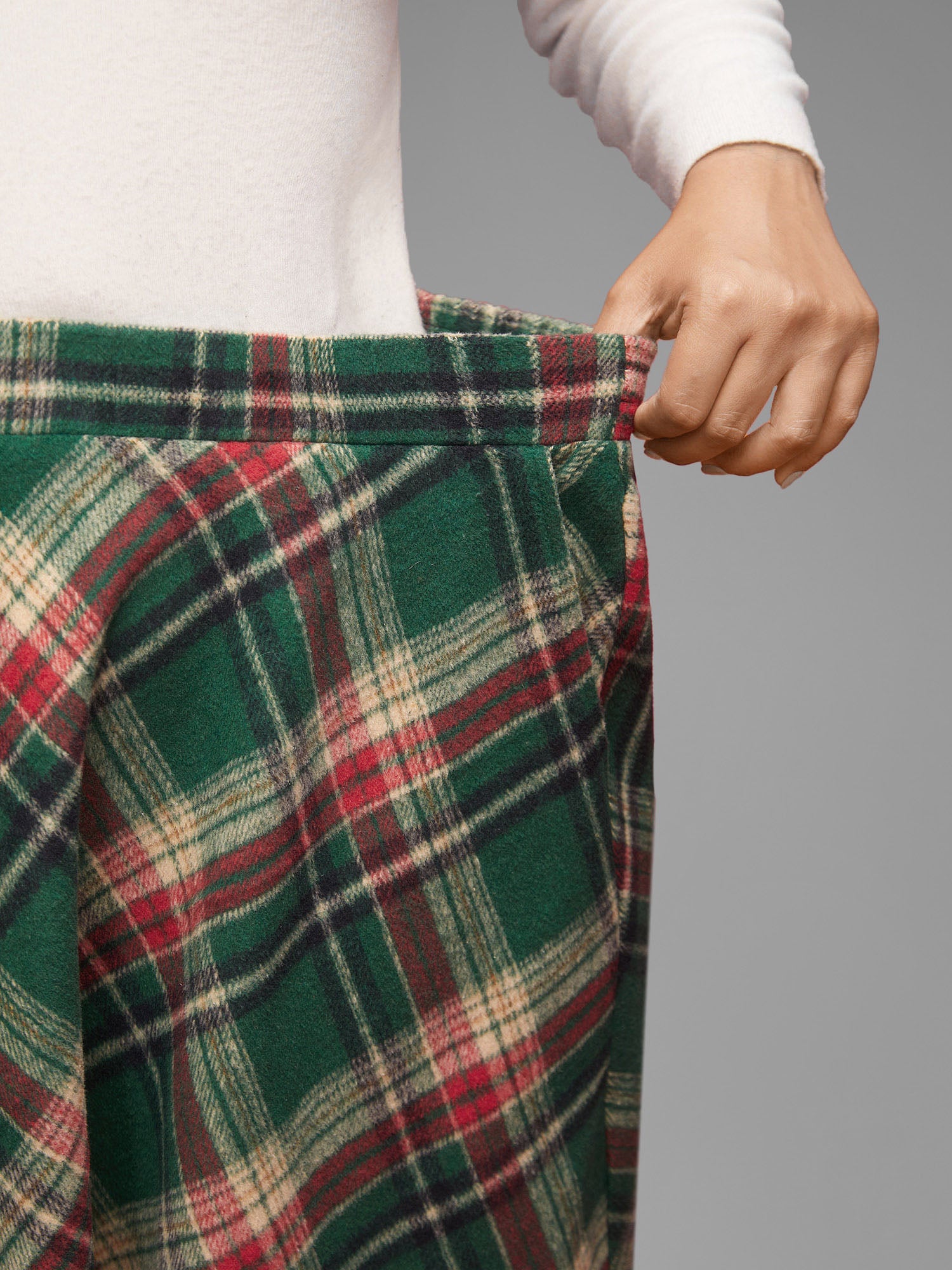 Plaid Pattern Elastic Waist A-line Mini Skirt