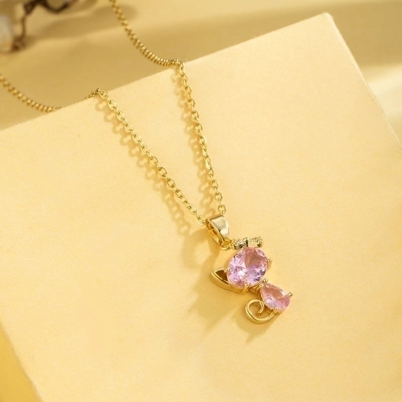 2 Pieces Stainless Steel Titanium Steel 18K Gold Plated Casual Elegant Plating Inlay Cross Heart Shape Flower Zircon Pendant Necklace
