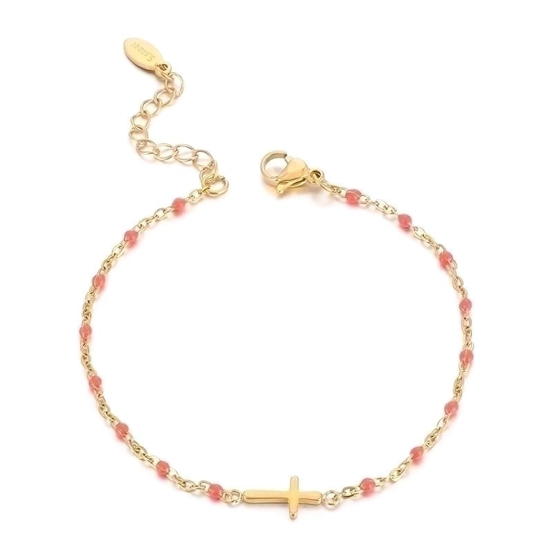 Minimalist Classic Style Cross Titanium Steel 18K Gold Plated Bracelets In Bulk