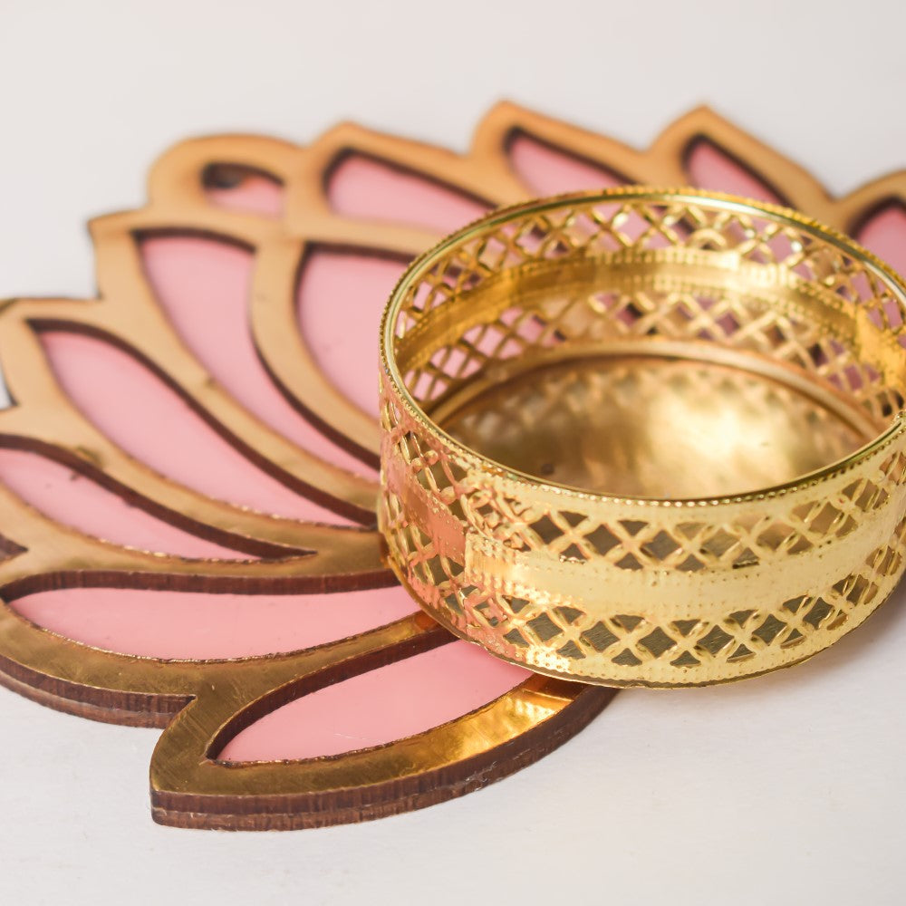 Peach Lotus Tea Light Candle Holder Set Of 4