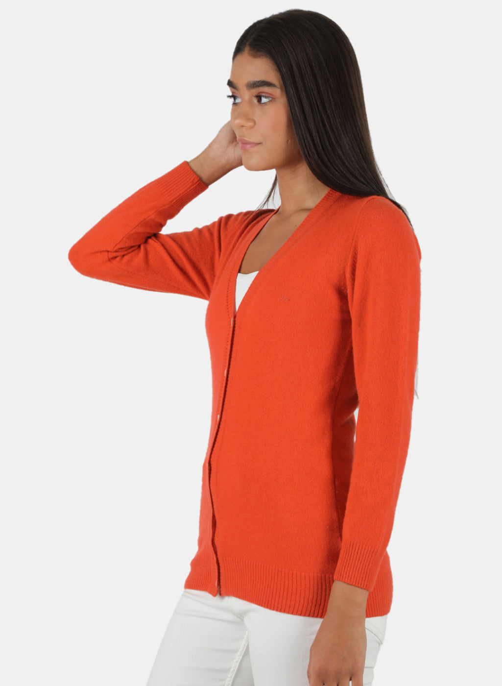 Women Orange Solid Cardigan