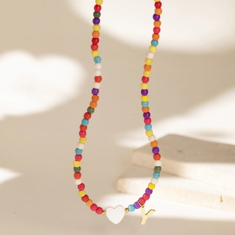 Cute Geometric 304 Stainless Steel Beaded Chain Pendant Necklace