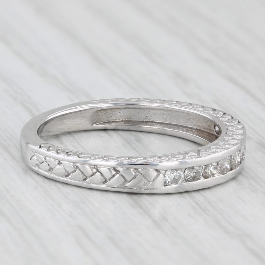 0.25ctw Diamond Wedding Band 14k White Gold Stackable Anniversary Band Size 7