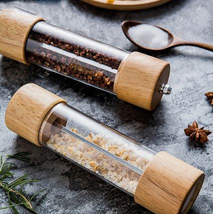 Pepper Grinder Wooden Acrylic Manual Pepper Mills Shakers