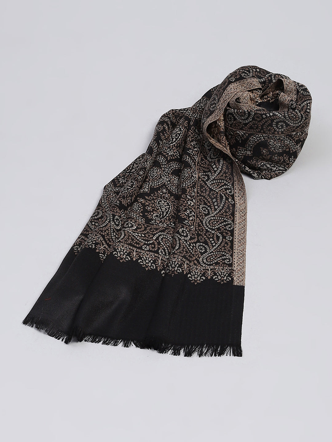 Women Black Self Design Shawl