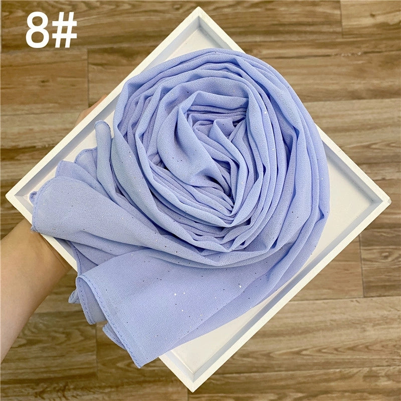 Solid Color Sprinkling Gold Pearl Chiffon Chiffon Fashion Sprinkling Gold Scarf Women's Toe Chiffon Glitter Scarf