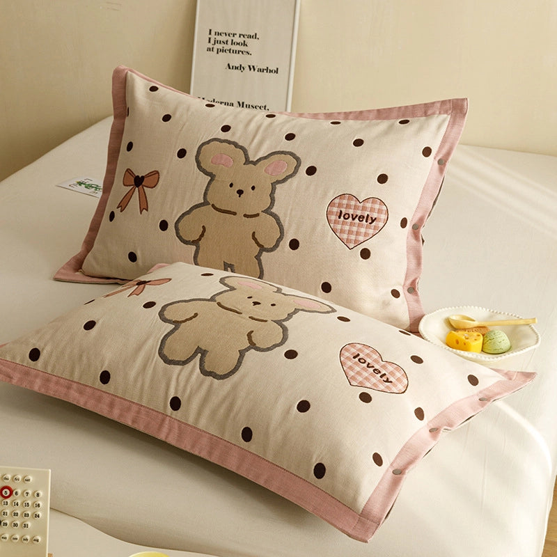Cute Animal Letter Lattice Cotton Pillow Cases Couch & Sofa Decor