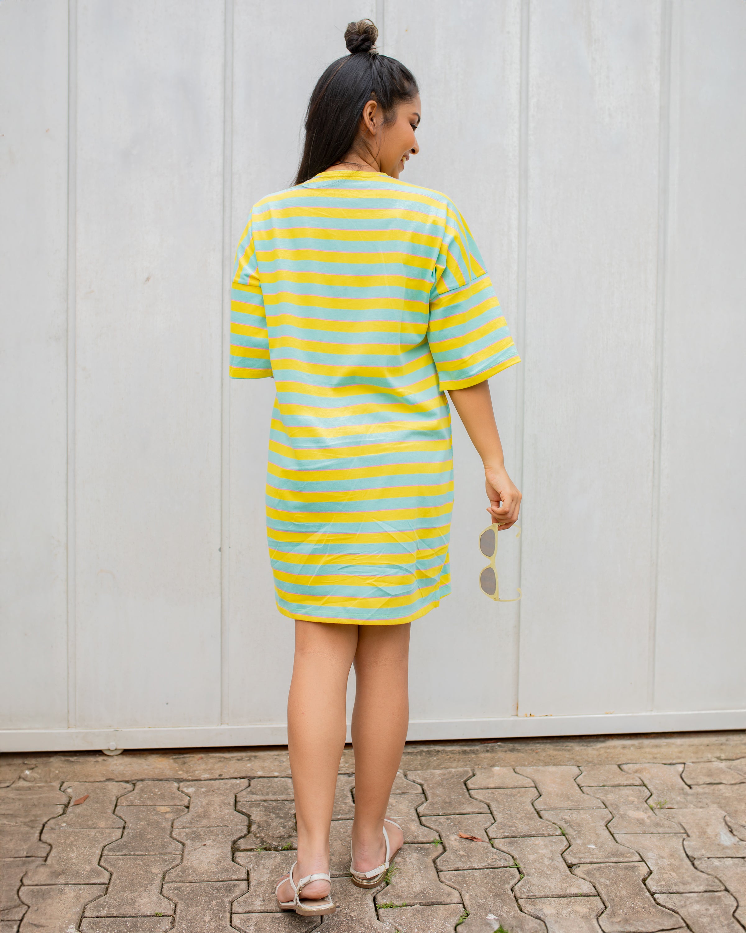 Jessy T -Dress -Green and Yellow Stripe