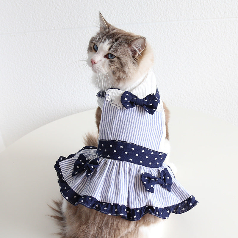 Striped Heart Printed Pet Dress&Tee