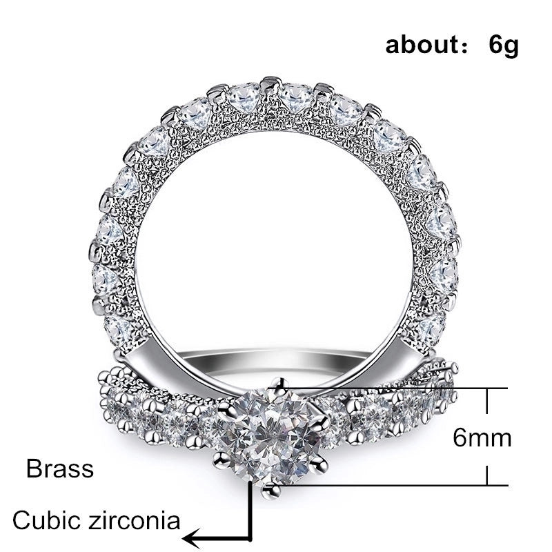Fashion Full Diamond Copper Ladies Engagement Wedding Ring