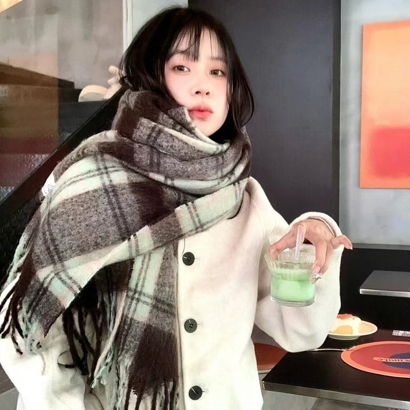 Women's Lady Minimalist Lattice Imitation Cashmere Scarf