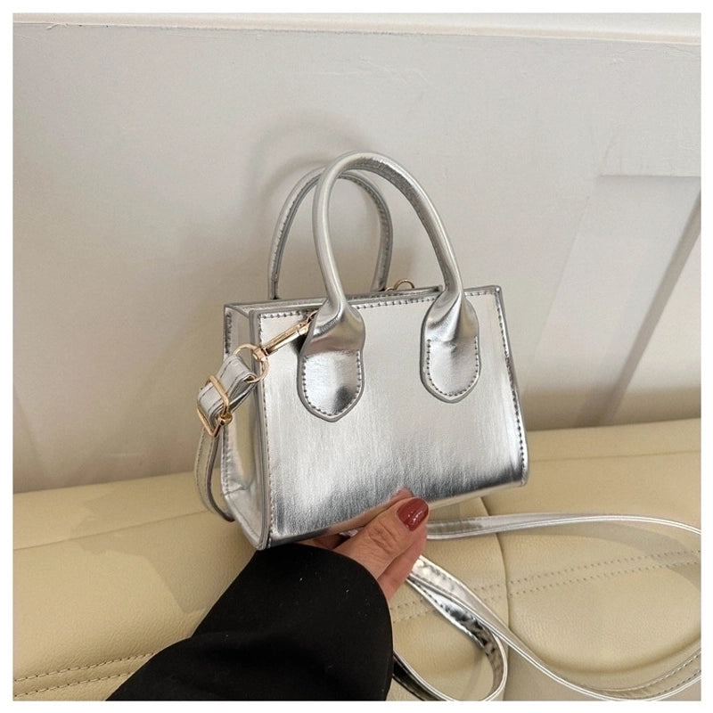 Women's Small Pu Leather Solid Color Streetwear Square Zipper Shoulder Bag Handbag Crossbody Bag