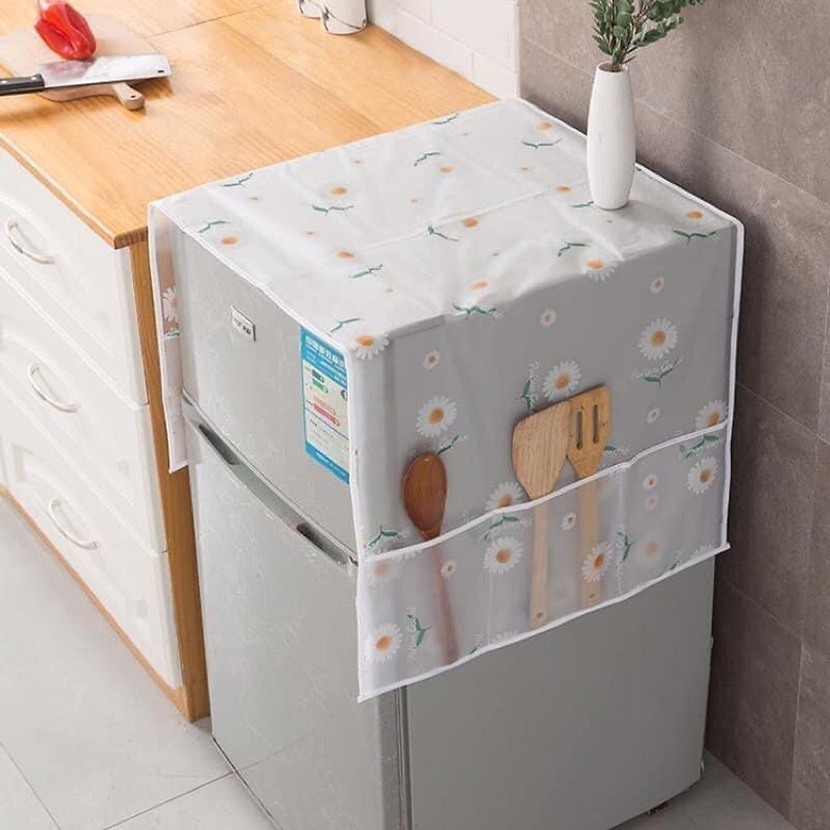 DUSTPROOF FRIDGE COVER WITH POCKETS