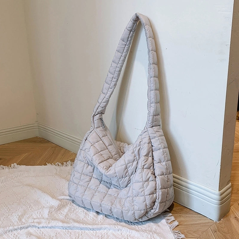 Women's Nylon Solid Color Basic Pillow Shape Zipper Shoulder Bag Crossbody Bag